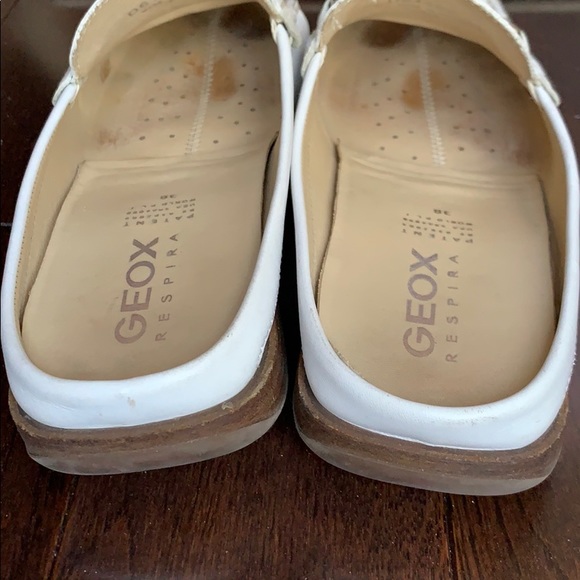 Geox Respira White Leather Loafer Slides - Picture 4 of 8